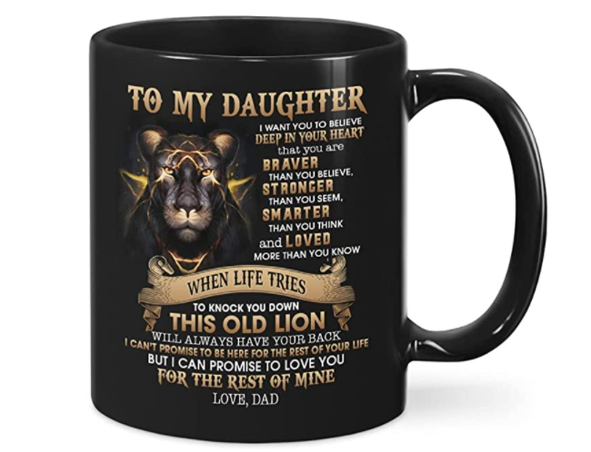 Personalized Ceramic Mug For Daughter Glad Always Have Your Back Lightning Lion Print Custom Name 11 15oz Coffee Cup