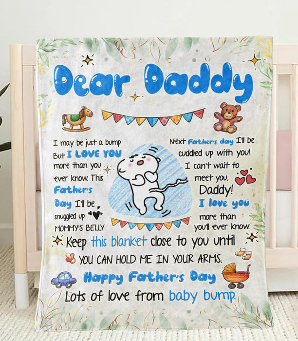 Personalized Blanket To First Time Dad From Baby Bump I Love You Funny Bump Print Custom Name & Image
