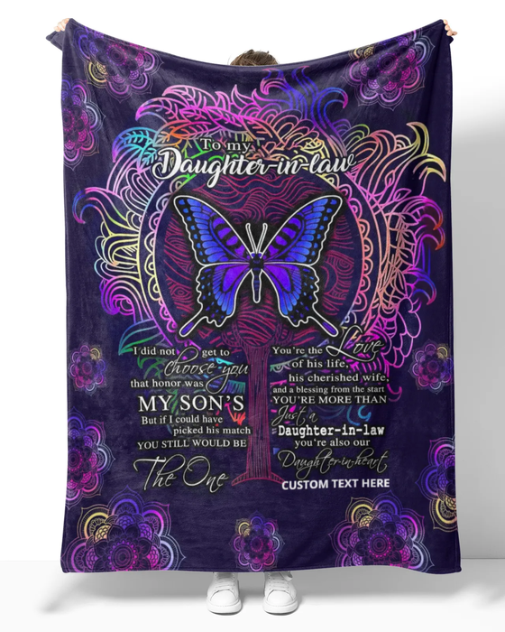 Personalized Blanket To My Daughter In Law On Mothers Day Colorful Mandala Butterfly Blanket Custom Name