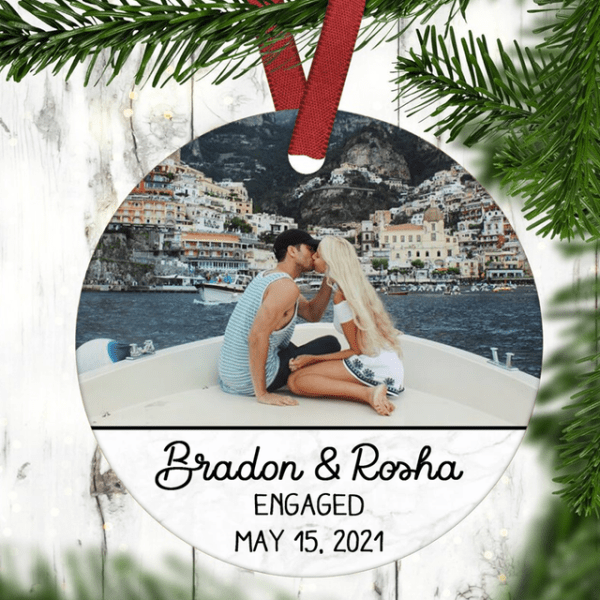 Personalized Ornament Gifts For Couples Romantic Wedding Anniversary Engaged Custom Name Photo Tree Hanging On Valentine
