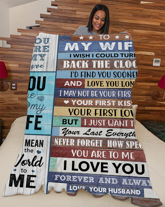 Personalized Blanket To My Wife From Husband I Wish I Could Vintage Design Wooden Background Custom Name