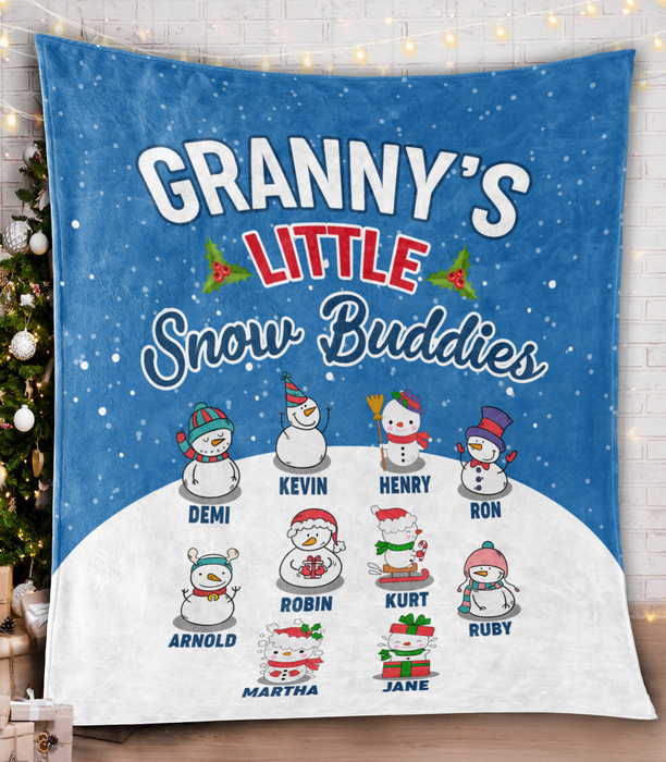 Personalized To My Grandma Blanket From Grandkids Granny's Little Snow Buddies Snowman Custom Name Gifts For Christmas