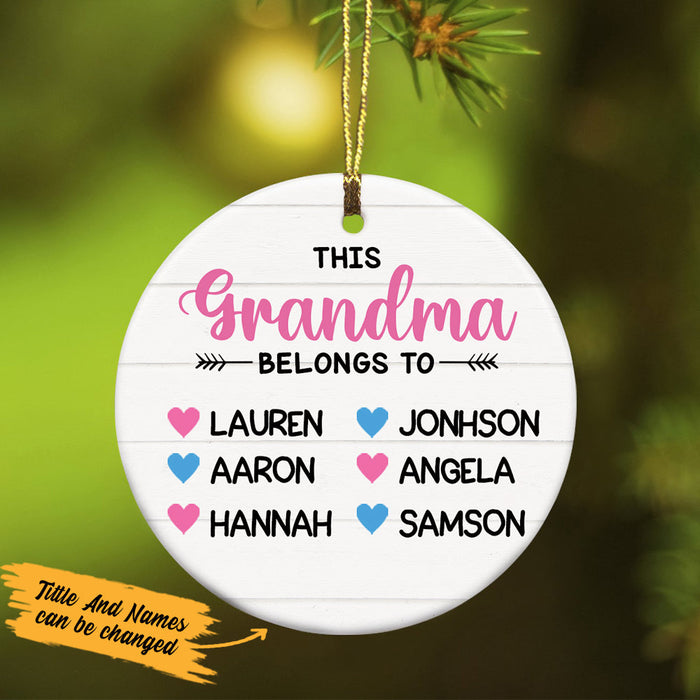 Personalized Ornament For Grandma From Grandchild This Grandma Belongs To Cute Hearts Custom Name Gifts For Christmas