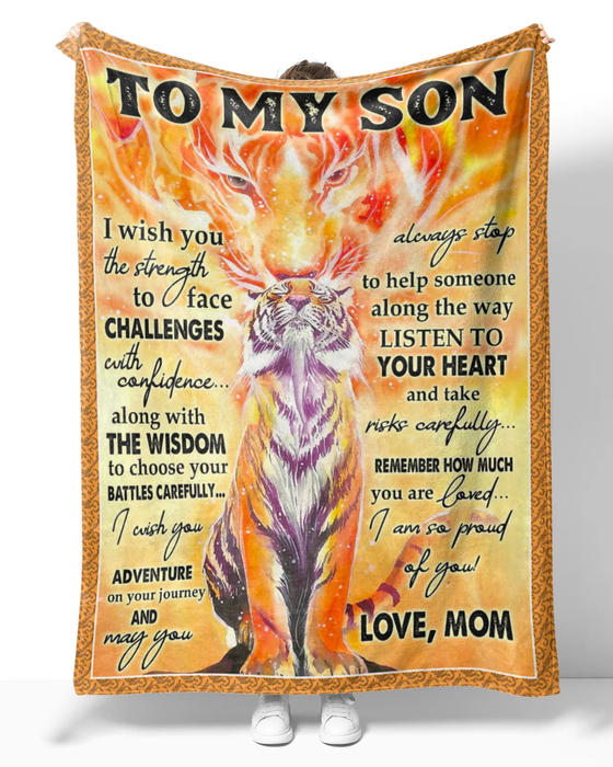 Personalized Premium Sherpa Blanket To My Son From Mom Tiger Fleece Blanket Custom Name