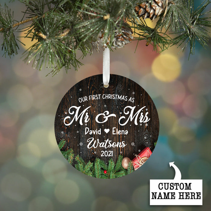 Personalized Ornament For Couple Newlyweds First Christmas As Mr And Mrs Ornaments Custom Name And Year