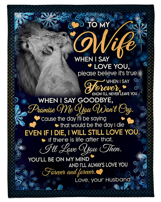 Personalized Blanket For Wife Print Lion Family Love Quote For My Wife Customized Blanket Gifts For Anniversary