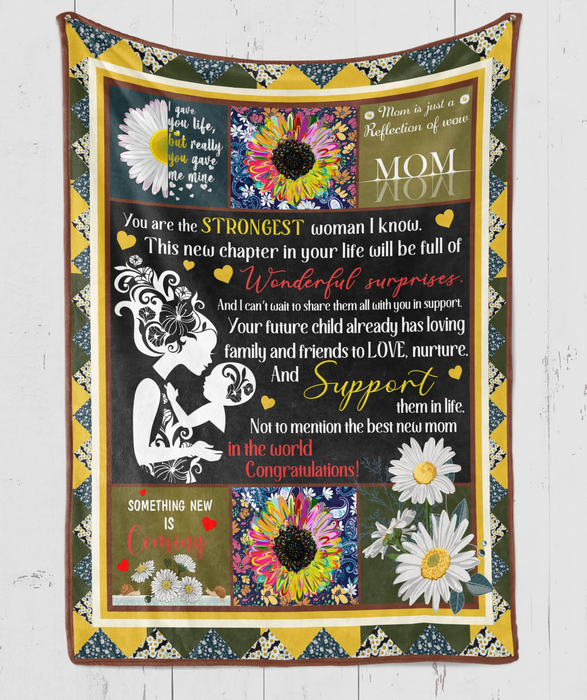 Fleece Blanket For Mom Print Happy Hippie Family The Strongest Woman Gifts for Women Or Mommy Gift For Mothers Day Thanksgiving Birthday