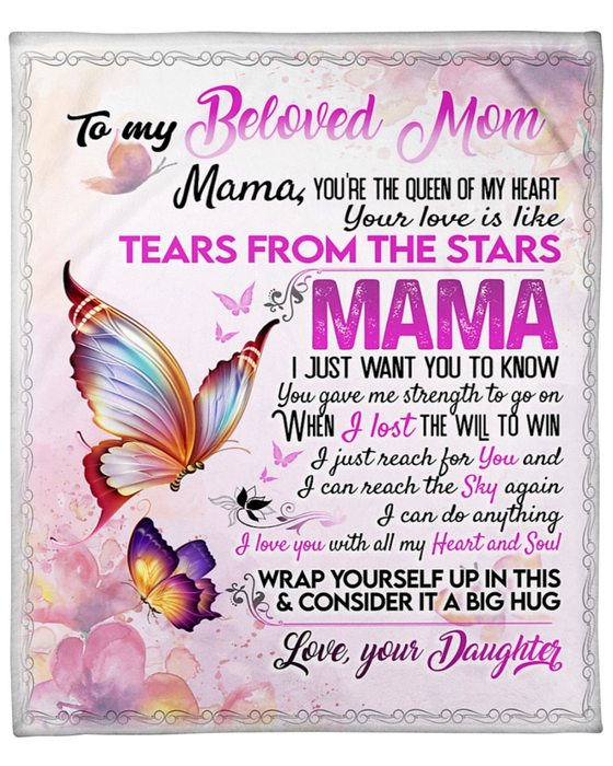 Personalized To My Mom Blanket From Your Daughter Just Want You To Know Colorful Butterfly Ideas Custom Name
