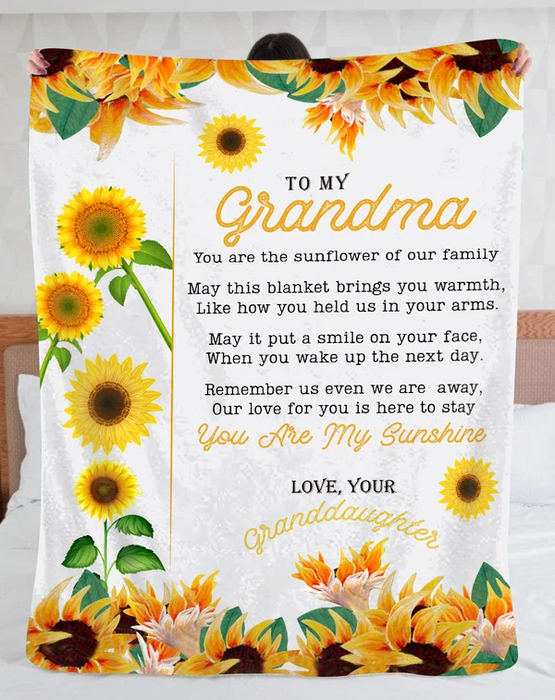 Personalized To My Grandma Blanket From Grandkids You Are The Sunflower Of Family Custom Name Gifts For Christmas