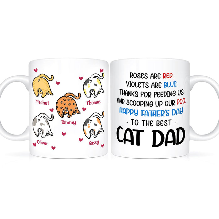 Personalized Ceramic Coffee Mug For Cat Dad To The Best Cat Dad Cute Cat Printed Custom Cat's Name 11 15oz Cup