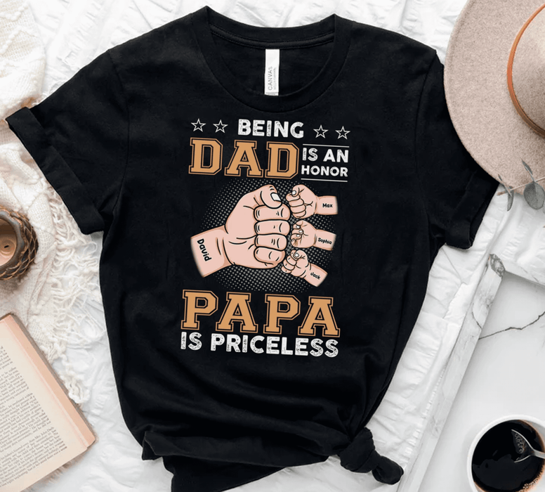 Personalized T-Shirt For Grandpa Being Papa Is Priceless Vintage Design Custom Grandkids Name Father's Day Shirt