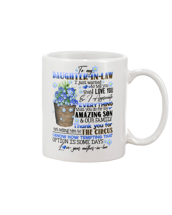 Personalized Coffee Mug For Daughter In Law Flowers Tell You That I Love You Custom Name White Cup For Christmas Gifts