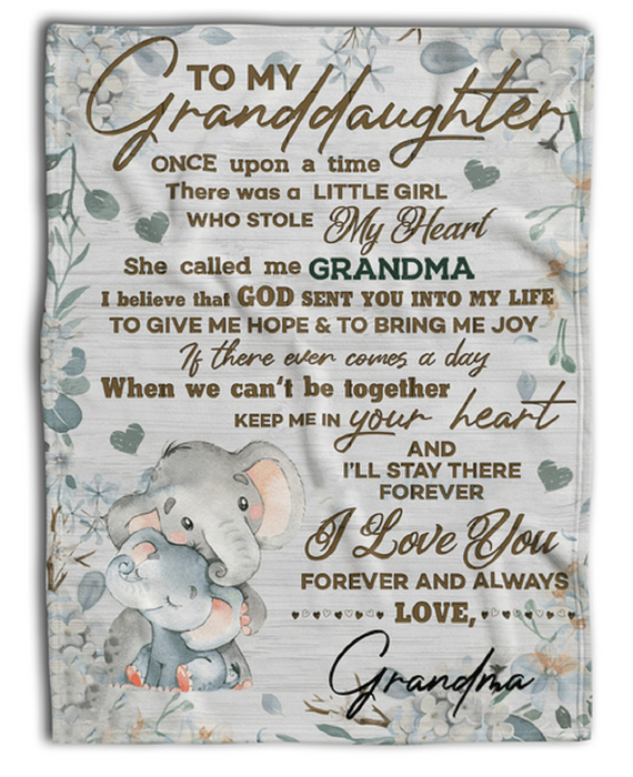 Personalized Fleece Blanket For Granddaughter Print Cute Elephant Love Quotes For Granddaughter Customized Blanket Gift For Birthday