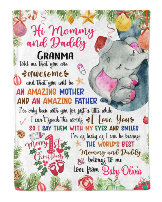 Personalized Blanket For Future Mom Dad You Will Be Amazing Mother Father Elephant Custom Name Gifts For First Christmas