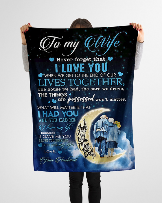 Personalized Blanket For Wife Print Romantic Old Couple Love Quote For Wife Customized Blanket Gifts For Anniversary