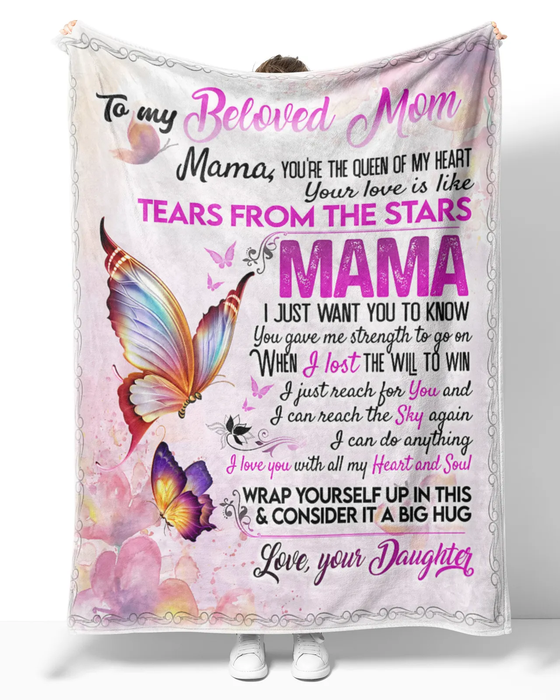 Personalized Lovely Blanket To My Beloved Mom On Mothers Day Purple Butterfly Blankets Custom Name