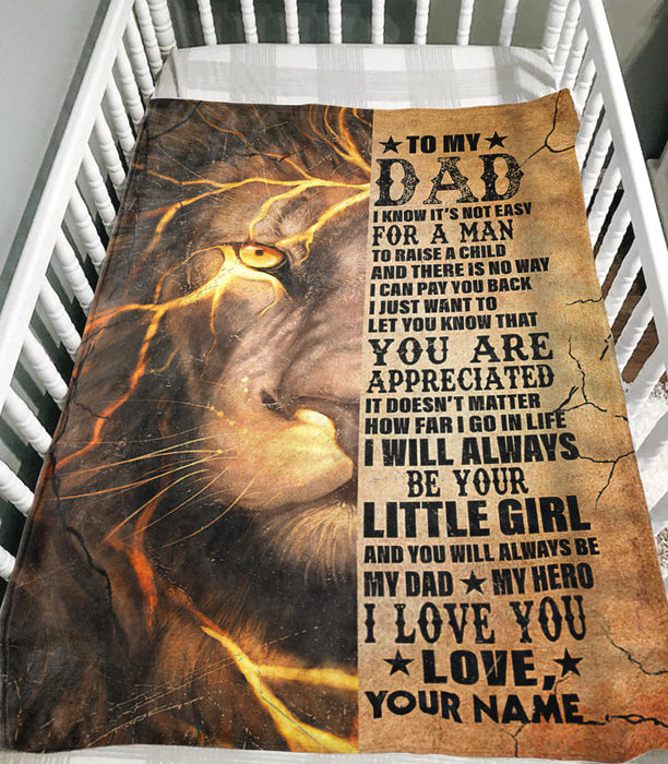 Personalized Blanket To My Dad From Daughter Love You Lightning Lion Printed Vintage Rustic Design Custom Name