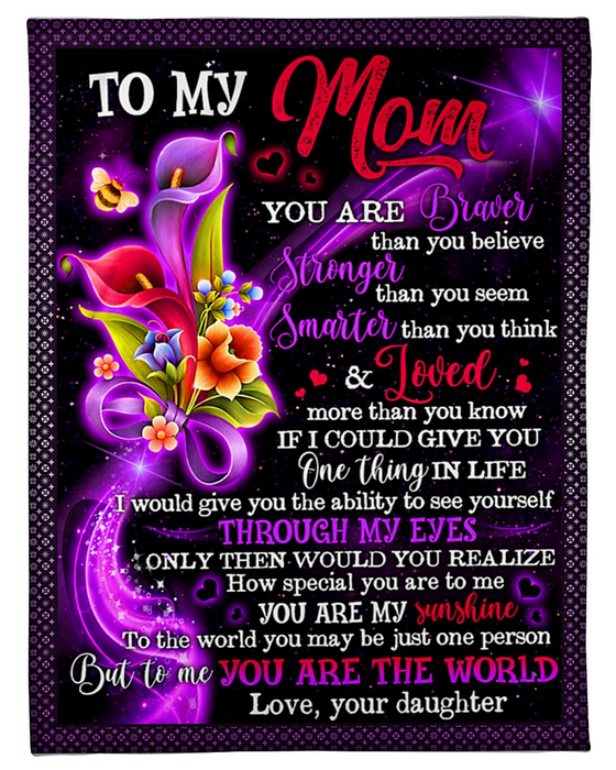 Personalized Fleece Blanket For Mom Print Flower Beautiful Sweet Message For Mom Customized Blanket Gift For Mothers Day Birthday Thanksgiving