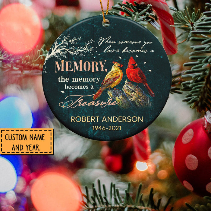 Personalized Christmas Memorial Ornament For Angel In Heaven Cardinal Becomes A Memory Ornament Custom Name And Year