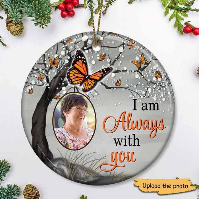 Personalized Memorial Ornament For Loved One In Heaven Blossom Butterflies Always With You Custom Photo Funeral Gifts