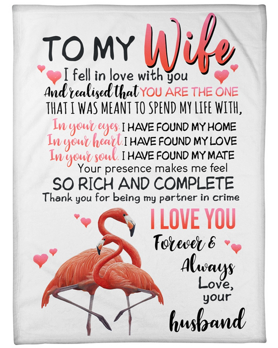 Personalized Blanket For Wife Print Couple Flamingo Message I Love You Forever And Always