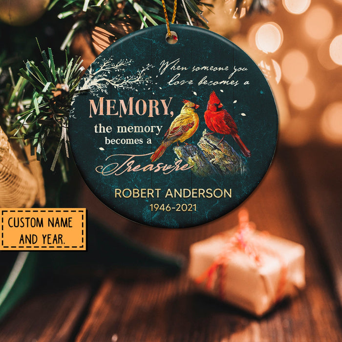 Personalized Christmas Memorial Ornament For Angel In Heaven Cardinal Becomes A Memory Ornament Custom Name And Year