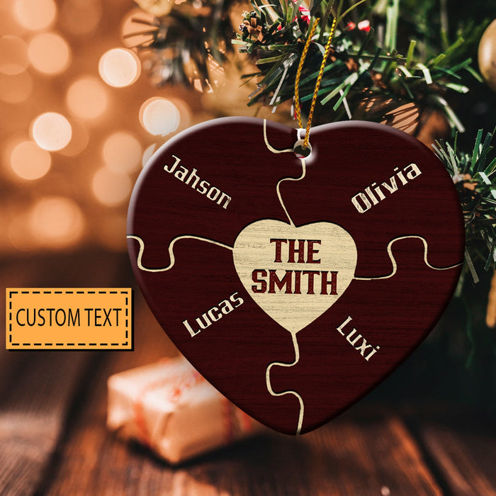 Personalized Heart Christmas Ornament For Family Happiness Xmas Ornments Custom Family Members Name Puzzle