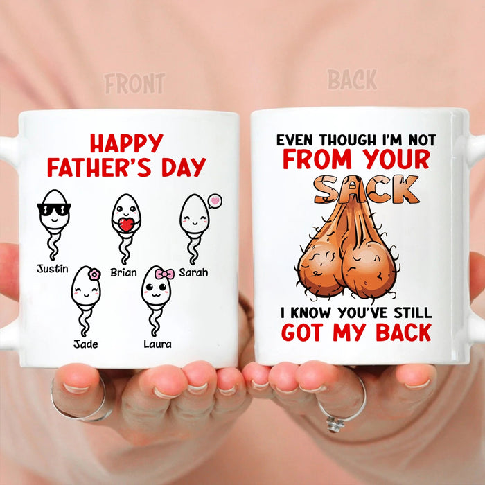 Personalized Ceramic Mug For Bonus Dad Still Got My Back Funny Sack Sperm Print Custom Kids Name 11 15oz Cup