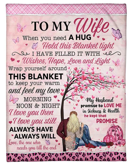 Personalized Blanket To My Wife From Husband Couple Under The Tree Heart & Butterfly Romantic Design Custom Name