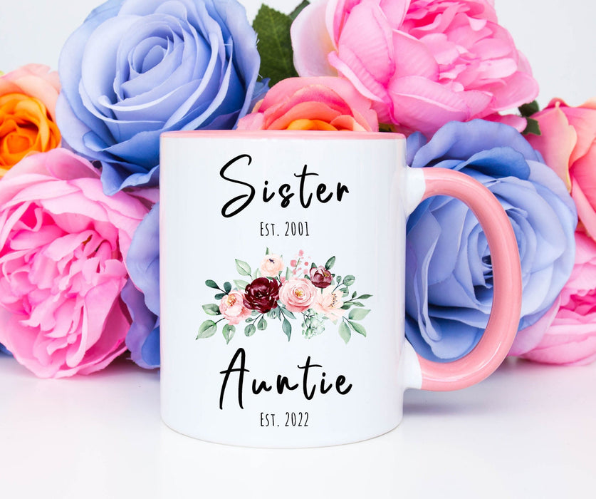 Personalized Coffee Mug For Aunty From Niece Nephew Est Colorful Flowers Funny Custom Name Gifts For Christmas