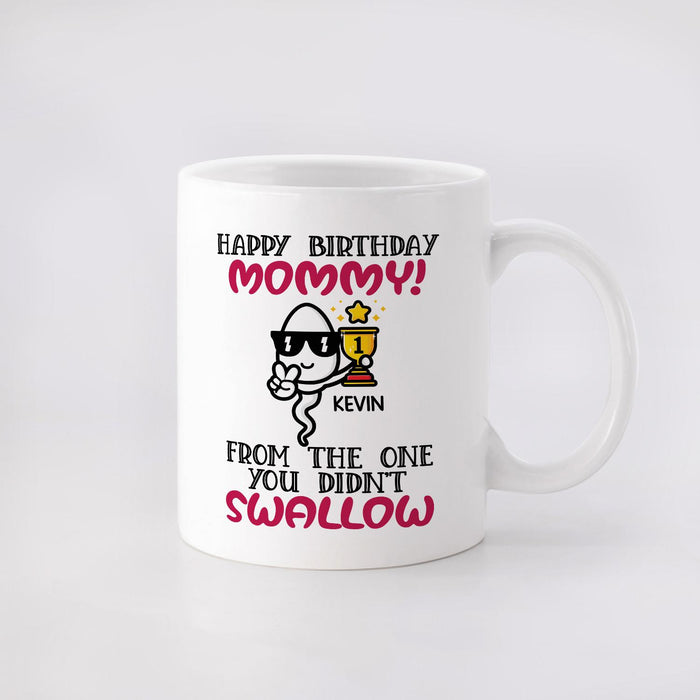 Personalized Ceramic Coffee Mug Happy Birthday For Mom Swallow Funny Sperm Custom Name 11 15oz Mother's Day Cup