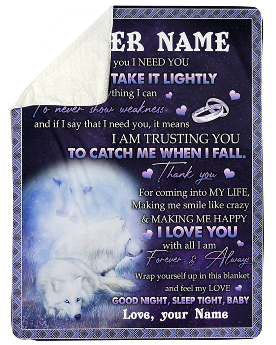 Personalized To My Girlfriend Blanket Gifts From Boyfriend I Am Trusting You Fox White Rings Custom Name For Birthday