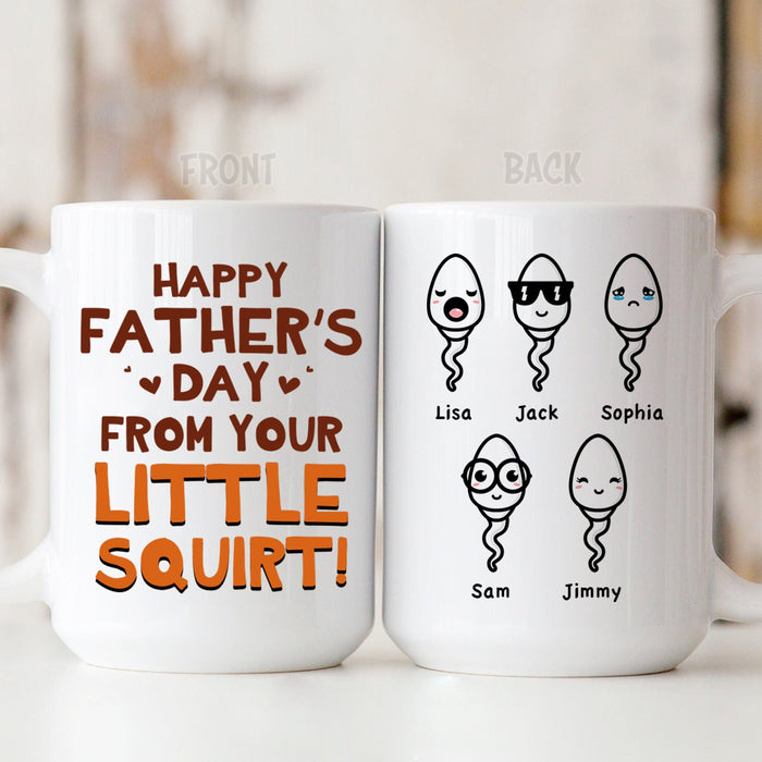 Personalized Ceramic Coffee Mug For Dad From Your Little Squirt Funny Naughty Sperm Custom Kids Name 11 15oz Cup