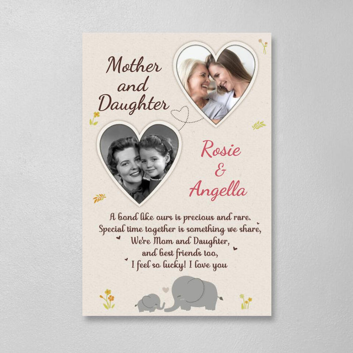 Personalized Canvas Wall Art For Mom From Daughter A Bond Like Mother And Daughter Custom Name & Photo Poster Home Decor