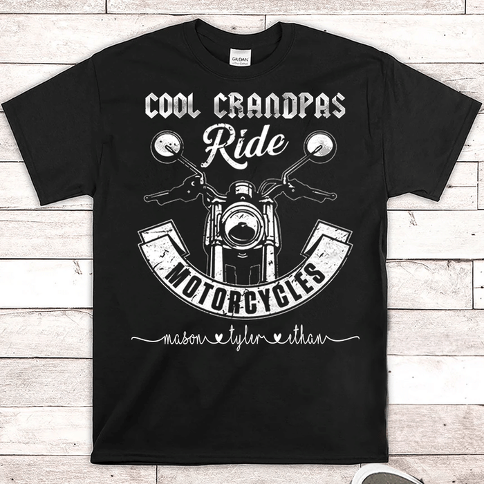 Personalized T-Shirt For Racing Lovers To Grandpa Motorcycles Design Custom Grandkids Name Father's Day Shirt