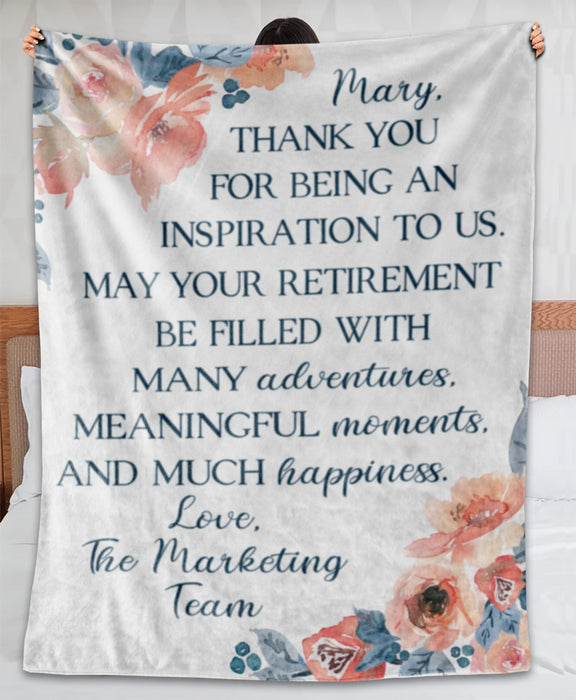 Personalized Retirement Blanket May Your Retirement Be Filled With Happiness Beautiful Flower Style Custom Name