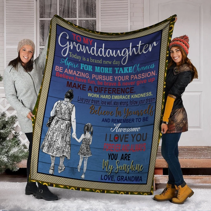 Personalized Fleece Blanket For Granddaughter From Grandma Today Is A Brand New Day Hold Hands Baby Girl