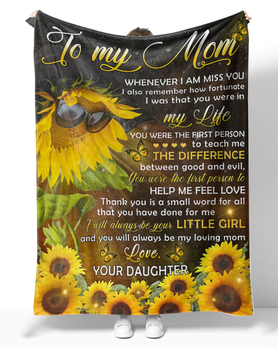 Personalized Lovely Blanket To My Mom On Mothers Day Sunflower Sunglasses Fleece Blanket Custom Name