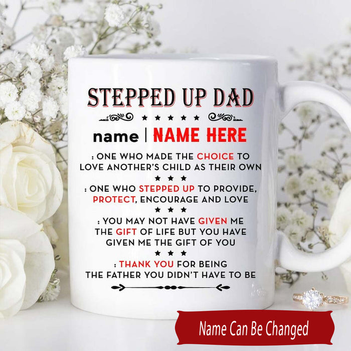Personalized Stepped Up Dad Definition Coffee Mug Gifts for Stepfather Bonus Dad from Stepchild