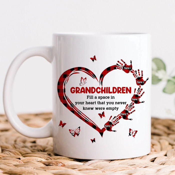 Personalized Coffee Mug Gifts For Grandma Grandchild Fill Space In Your Heart Custom Grandkids Name Christmas White Cup