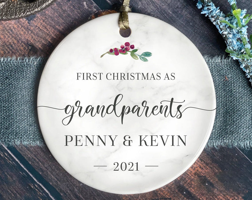 Personalized First Christmas As Grandparents Ornament For New Grandpa Grandma Custom Berry 1st Grandparents Ornaments