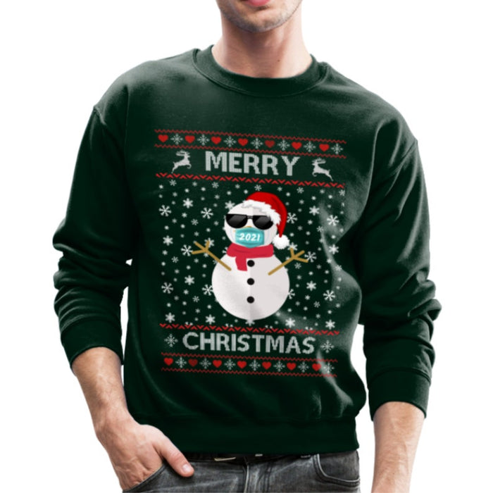 Personalized Ugly Sweatshirt For Men Women Merry Christmas Cute Snowman Wearing Mask Printed