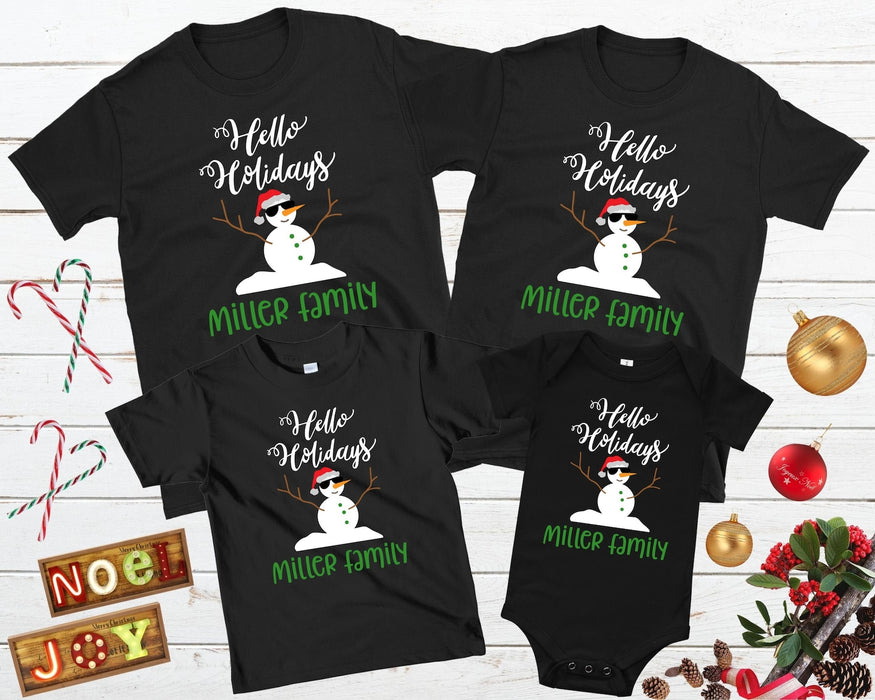 Personalized Santa Snowman Family Christmas Vacation Shirt Family Holiday Shirt Matching Custom Name Family Shirts