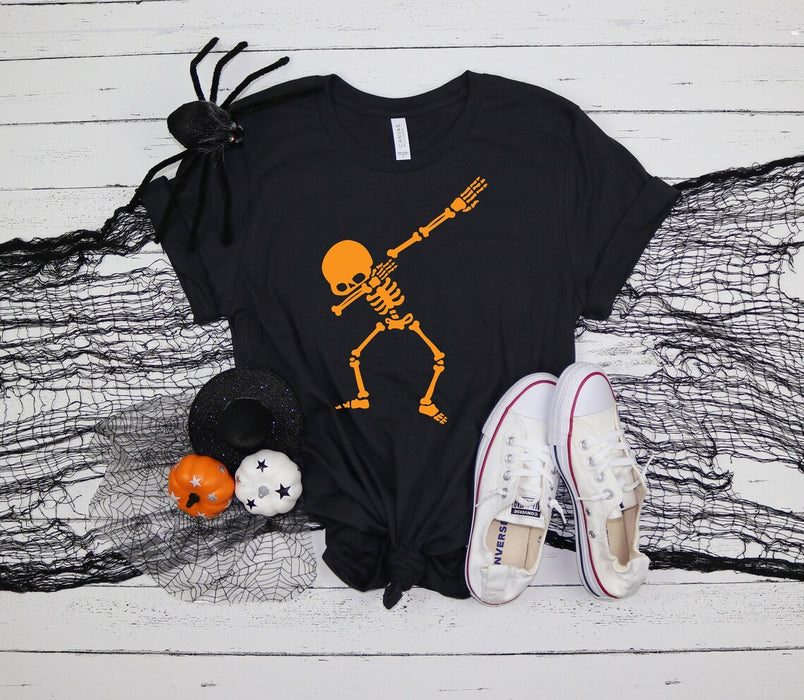 Classic Unisex T-Shirt For Halloween Dabbing Skeleton Dancing Skeleton Funny Shirt For Men Women