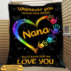 Personalized Blanket For Grandma Whenever You Touch This Heart Tie Dye Design Handprint Printed Custom Grandkids Name
