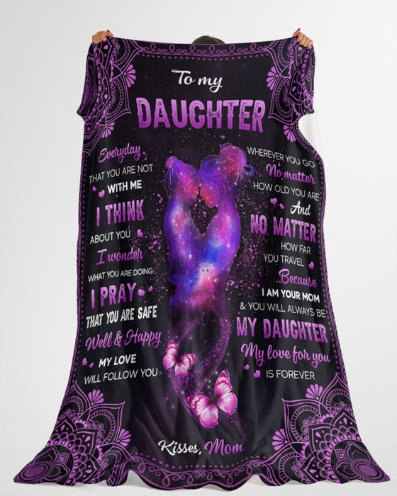 Personalized Blanket To My Daughter From Mom Mommy & Baby Printed Mandala Design Galaxy Background Custom Name