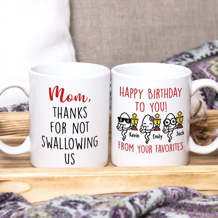 Personalized Ceramic Coffee Mug Happy Birthday For Mom Funny Naughty Sperm Custom Name 11 15oz Mother's Day Cup