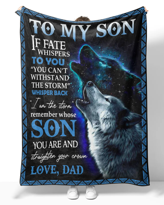 Personalized Premium Blanket To My Son From Dad Wolf Family Fleece Blanket Custom Name