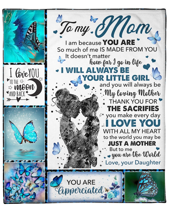 Personalized Blanket To My Mom From Daughter Love You To The Moon Beautiful Butterfly Design Custom Name