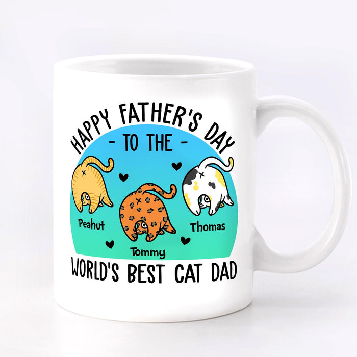 Personalized Ceramic Coffee Mug For World's Best Cat Dad Naughty Funny Cat Design Custom Cat's Name 11 15oz Cup